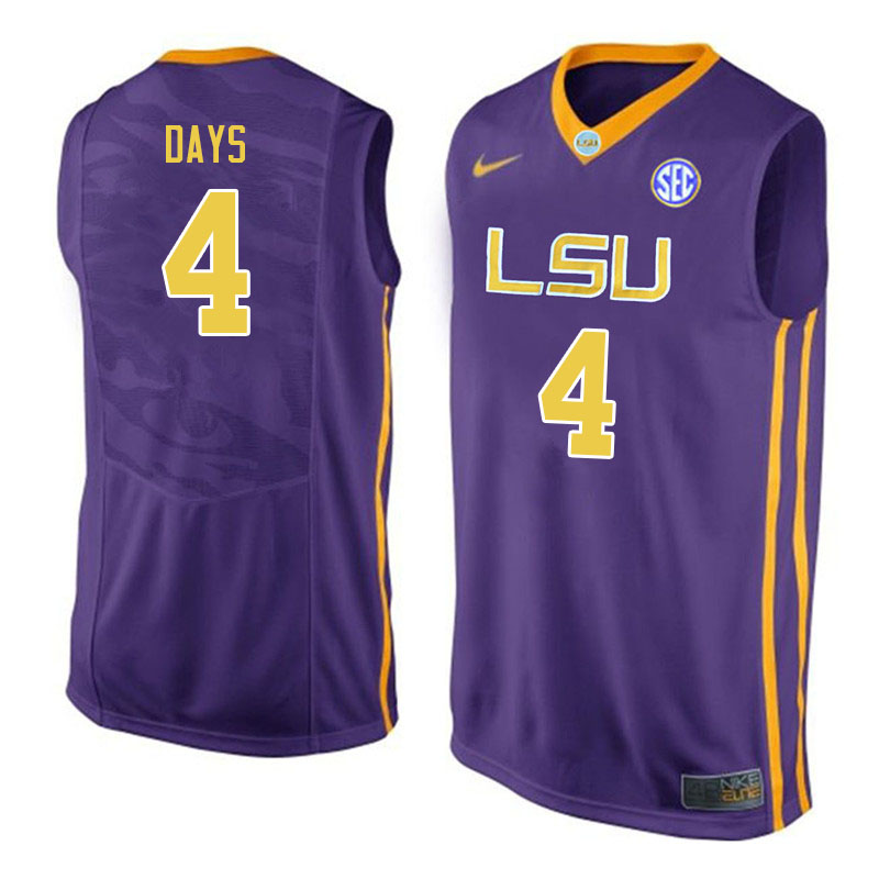 Men #4 Darius Days LSU Tigers College Basketball Jerseys Sale-Purple - Click Image to Close